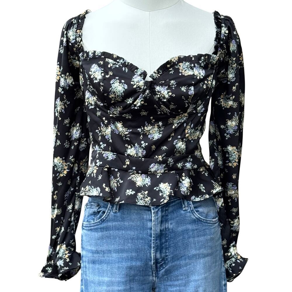 ASTR Floral Corset Peplum Top NWT Medium Cottagecore Bustier Blouse Wm's Medium - Picture 3 of 10